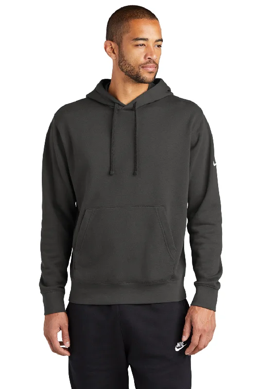 athletic sweatshirts for men -Nike Mens Club Fleece Hooded Sweatshirt Hoodie w/ Pouch Pocket - Anthracite Grey