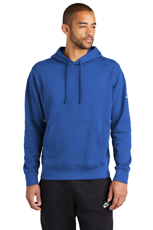 custom hoodies for men -Nike Mens Club Fleece Hooded Sweatshirt Hoodie w/ Pouch Pocket - Game Royal Blue