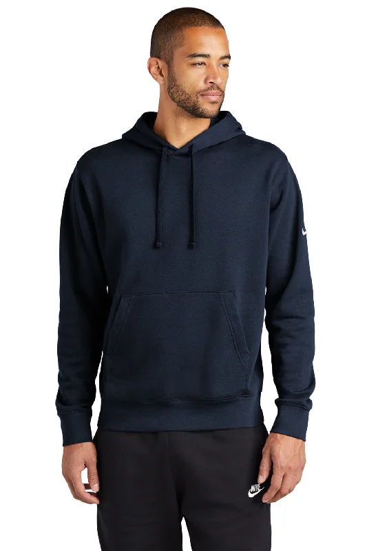 light hoodies for men -Nike Mens Club Fleece Hooded Sweatshirt Hoodie w/ Pouch Pocket - Midnight Navy Blue