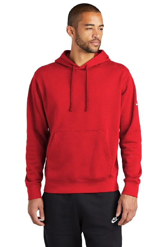 winter-ready sweatshirts for men -Nike Mens Club Fleece Hooded Sweatshirt Hoodie w/ Pouch Pocket - University Red