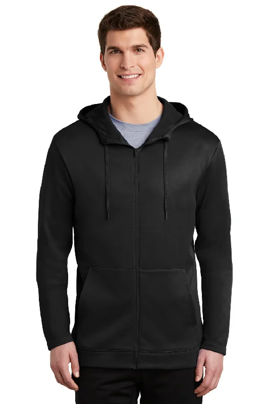 casual sweatshirts for men -Nike Mens Therma-Fit Moisture Wicking Fleece Full Zip Hooded Sweatshirt Hoodie w/ Pockets - Black