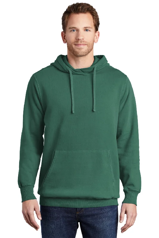 men's hoodies for casual wear -Port & Company Mens Beach Wash Fleece Hooded Sweatshirt Hoodie w/ Pouch Pocket - Nordic Green