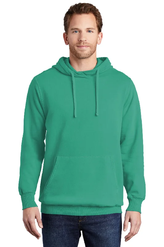 hoodie sweatshirts for men -Port & Company Mens Beach Wash Fleece Hooded Sweatshirt Hoodie w/ Pouch Pocket - Peacock Green