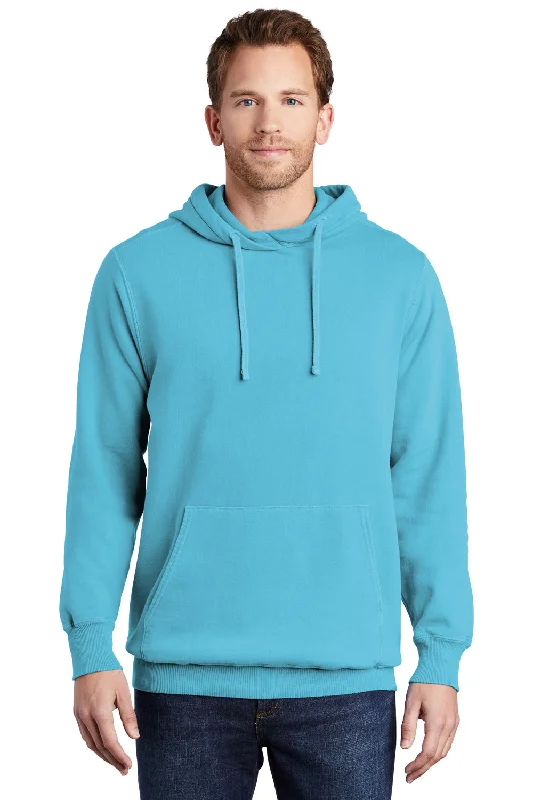 performance sweatshirts for men -Port & Company Mens Beach Wash Fleece Hooded Sweatshirt Hoodie w/ Pouch Pocket - Tidal Wave Blue