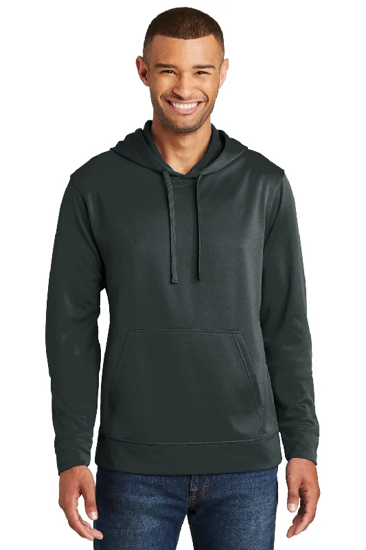 hoodie jackets for men -Port & Company Mens Dry Zone Performance Moisture Wicking Fleece Hooded Sweatshirt Hoodie w/ Pouch Pocket - Jet Black