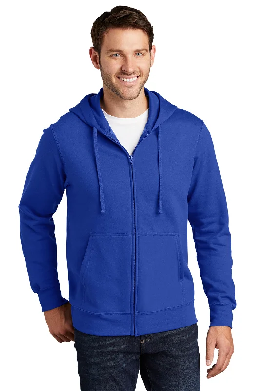 winter-ready sweatshirts for men -Port & Company Mens Fan Favorite Fleece Full Zip Hooded Sweatshirt Hoodie w/ Pockets - True Royal Blue