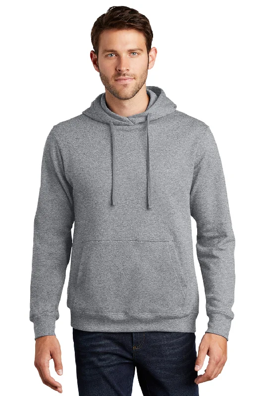 men's casual sweatshirts -Port & Company Mens Fan Favorite Fleece Hooded Sweatshirt Hoodie w/ Pouch Pocket - Heather Grey