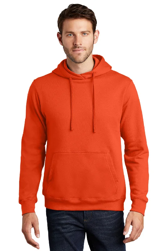 hoodies with slogans for men -Port & Company Mens Fan Favorite Fleece Hooded Sweatshirt Hoodie w/ Pouch Pocket - Orange