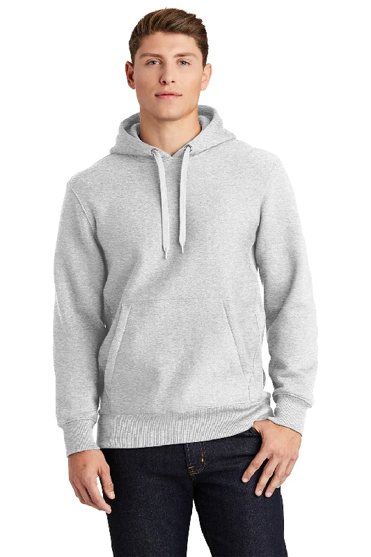 fashion sweatshirts for men -Sport-Tek Mens Fleece Hooded Sweatshirt Hoodie w/ Pouch Pocket - Heather Grey