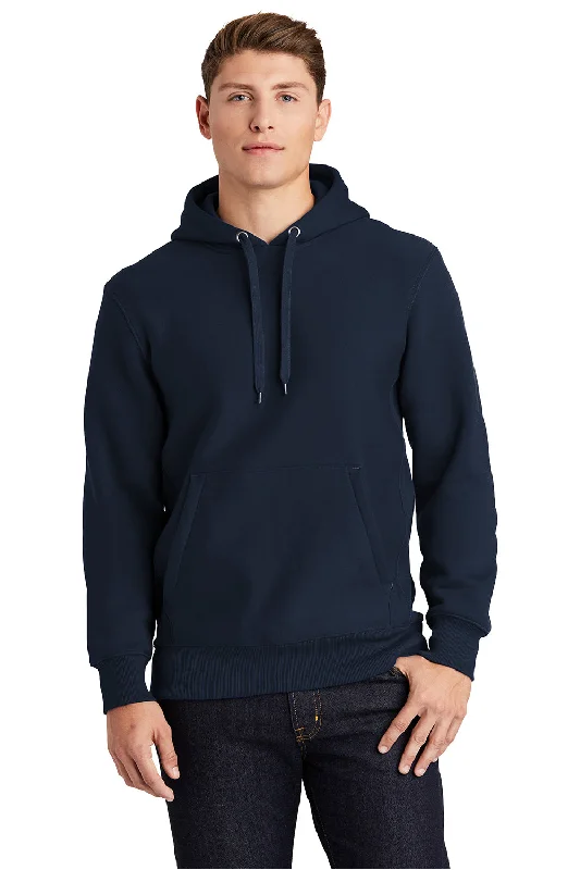 trendy pullover hoodies for men -Sport-Tek Mens Fleece Hooded Sweatshirt Hoodie w/ Pouch Pocket - True Navy Blue