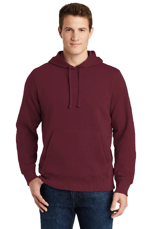 black hoodies for men -Sport-Tek Mens Shrink Resistant Fleece Hooded Sweatshirt Hoodie w/ Pouch Pocket - Maroon