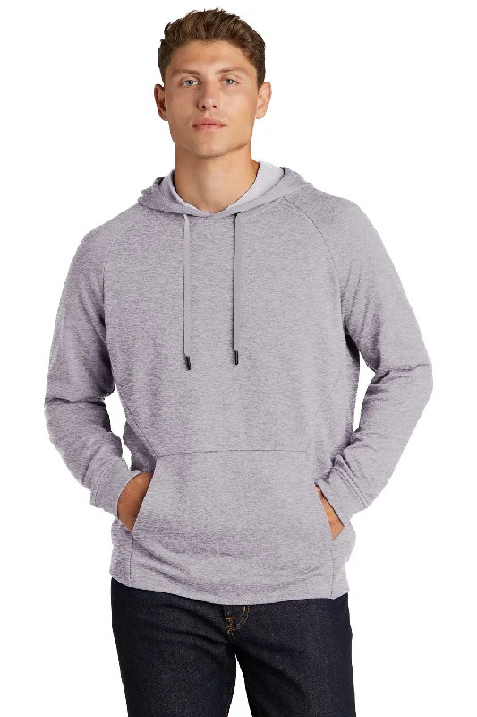 vintage-style hoodies for men -Sport-Tek Mens French Terry Hooded Sweatshirt Hoodie w/ Pouch Pocket - Heather Grey