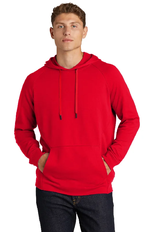 men's luxury sweatshirts -Sport-Tek Mens French Terry Hooded Sweatshirt Hoodie w/ Pouch Pocket - True Red