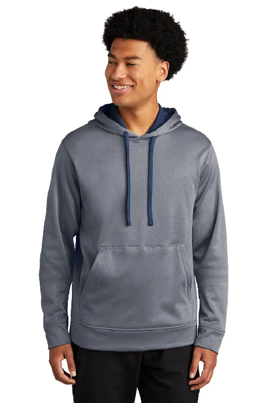 trendy hoodie sweatshirts -Sport-Tek Mens Heather Sport-Wick Moisture Wicking Fleece Hooded Sweatshirt Hoodie w/ Pouch Pocket - Heather True Navy Blue