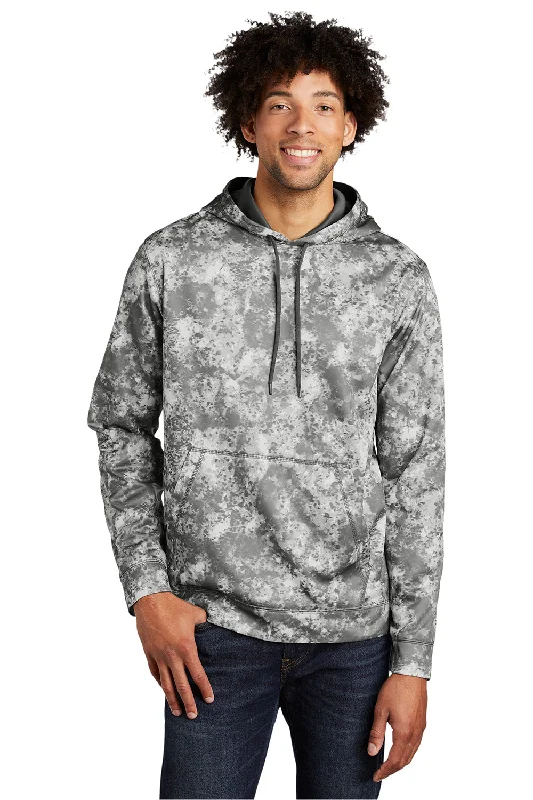 men's athletic hoodies -Sport-Tek Mens Sport-Wick Mineral Freeze Moisture Wicking Fleece Hooded Sweatshirt Hoodie w/ Pouch Pocket - Dark Smoke Grey