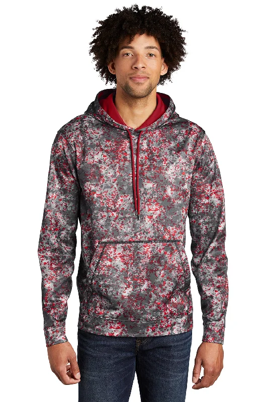 stylish men's hoodies -Sport-Tek Mens Sport-Wick Mineral Freeze Moisture Wicking Fleece Hooded Sweatshirt Hoodie w/ Pouch Pocket - Deep Red