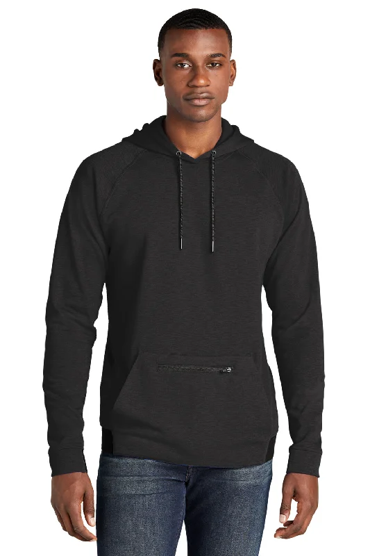 plain hoodies for men -Sport-Tek Mens Strive PosiCharge Hooded Sweatshirt Hoodie w/ Pouch Pocket - Black