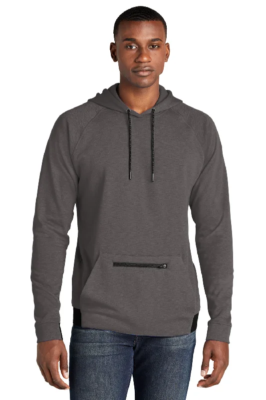 custom hoodie sweatshirts for men -Sport-Tek Mens Strive PosiCharge Hooded Sweatshirt Hoodie w/ Pouch Pocket - Graphite Grey