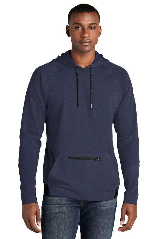 stylish hoodies for men -Sport-Tek Mens Strive PosiCharge Hooded Sweatshirt Hoodie w/ Pouch Pocket - True Navy Blue