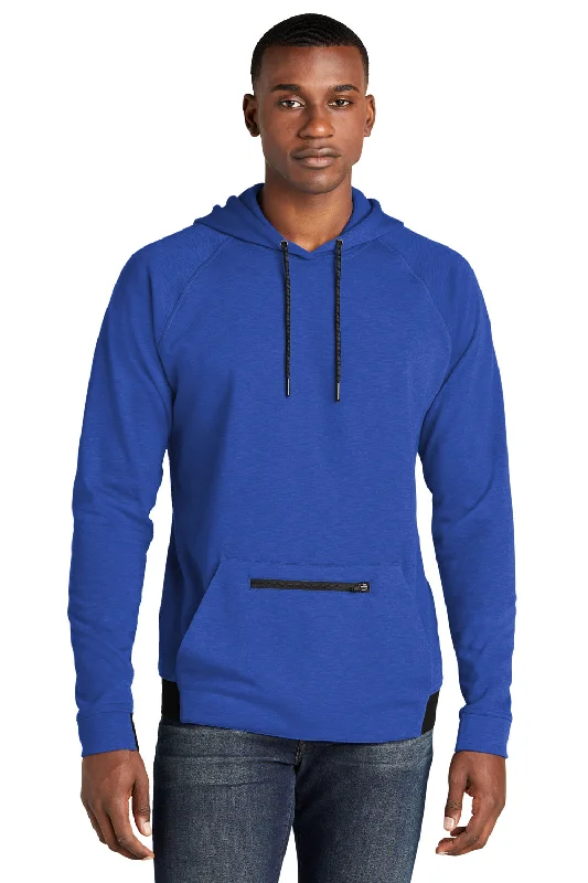 men's fashion hoodies -Sport-Tek Mens Strive PosiCharge Hooded Sweatshirt Hoodie w/ Pouch Pocket - True Royal Blue