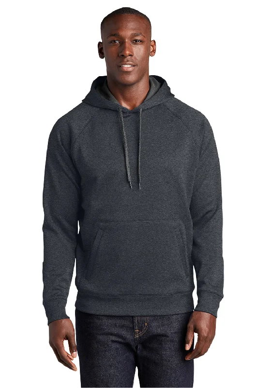 comfortable hoodies for men -Sport-Tek Mens Tech Moisture Wicking Fleece Hooded Sweatshirt Hoodie w/ Pouch Pocket - Heather Graphite Grey