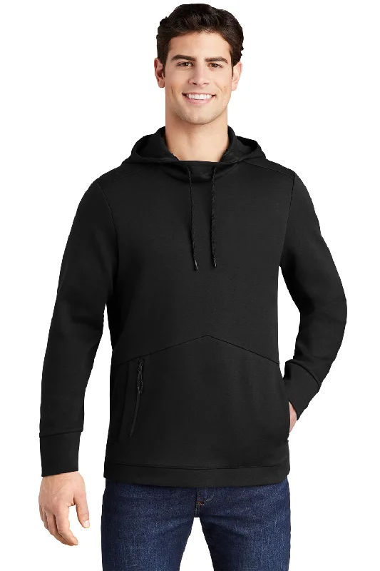 eco-friendly sweatshirts for men -Sport-Tek Mens Triumph Fleece Hooded Sweatshirt Hoodie w/ Pouch Pocket - Black