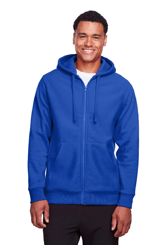 modern hoodies for men -Team 365 Mens Zone HydroSport Fleece Water Resistant Full Zip Hooded Sweatshirt Hoodie w/ Pockets - Royal Blue