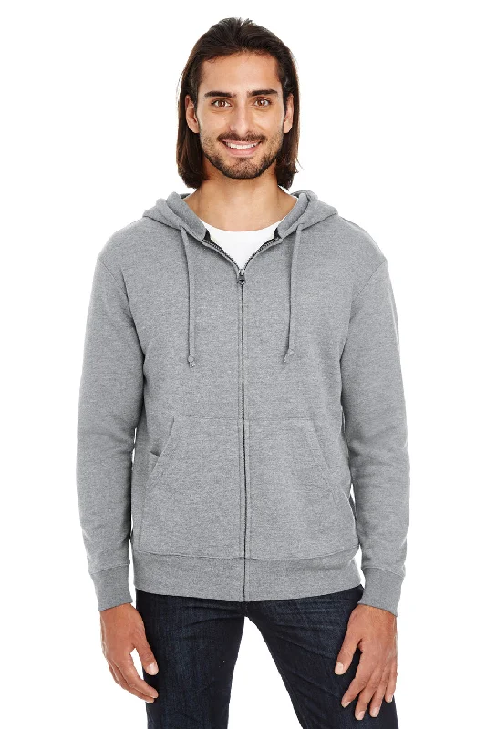 men's hoodies for casual wear -Threadfast Apparel Mens French Terry Full Zip Hooded Sweatshirt Hoodie w/ Pockets - Heather Charcoal Grey - Closeout