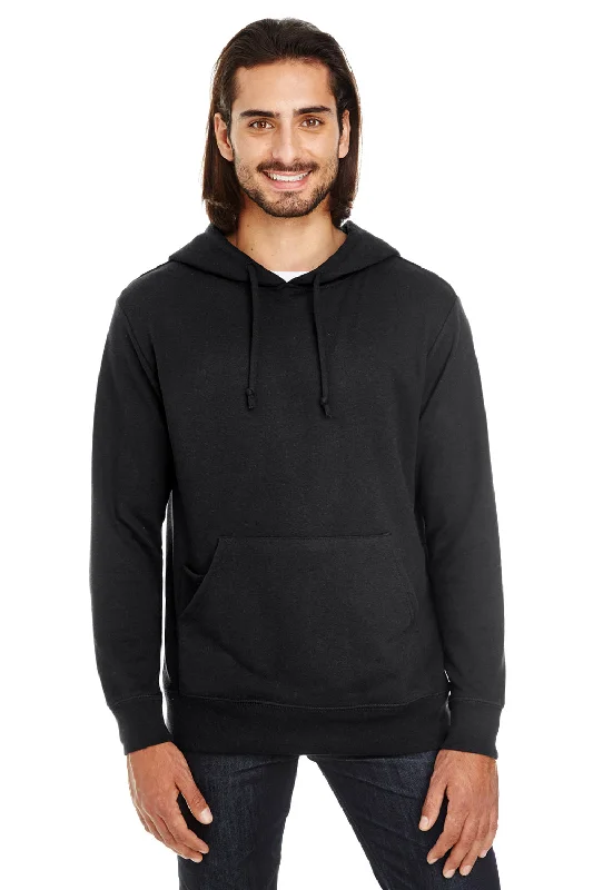 embroidered hoodies for men -Threadfast Apparel Mens French Terry Hooded Sweatshirt Hoodie w/ Pouch Pocket - Black - Closeout