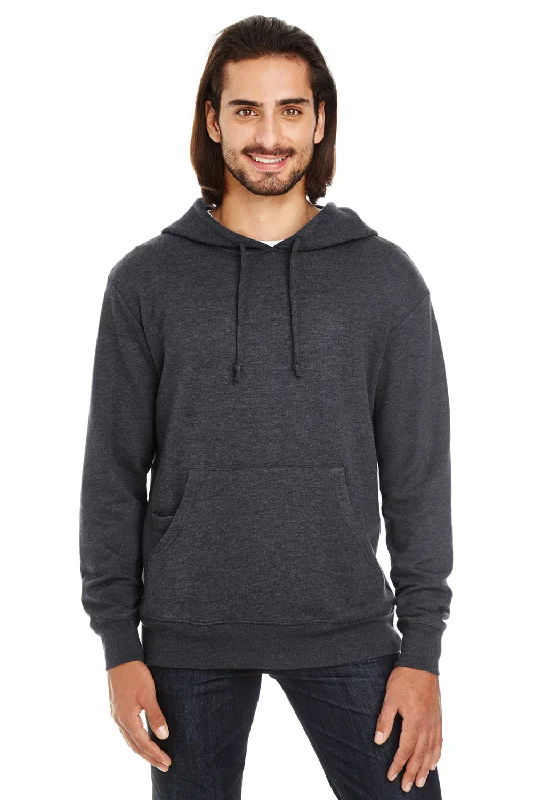 trendy hoodies for men -Threadfast Apparel Mens French Terry Hooded Sweatshirt Hoodie w/ Pouch Pocket - Heather Black - Closeout