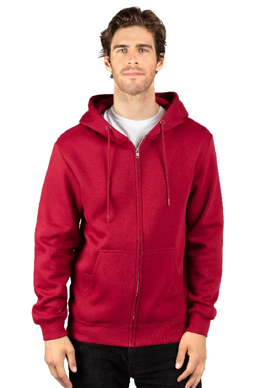 cool sweatshirts for men -Threadfast Apparel Mens Ultimate Fleece Full Zip Hooded Sweatshirt Hoodie w/ Pockets - Burgundy