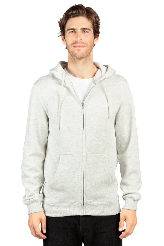 high-quality sweatshirts for men -Threadfast Apparel Mens Ultimate Fleece Full Zip Hooded Sweatshirt Hoodie w/ Pockets - Heather Oatmeal