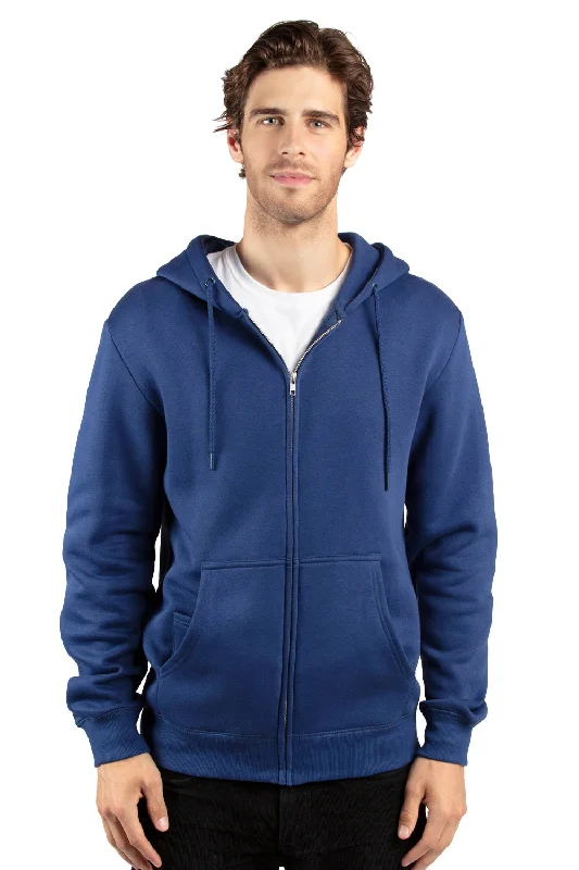 eco-friendly hoodies for men -Threadfast Apparel Mens Ultimate Fleece Full Zip Hooded Sweatshirt Hoodie w/ Pockets - Navy Blue