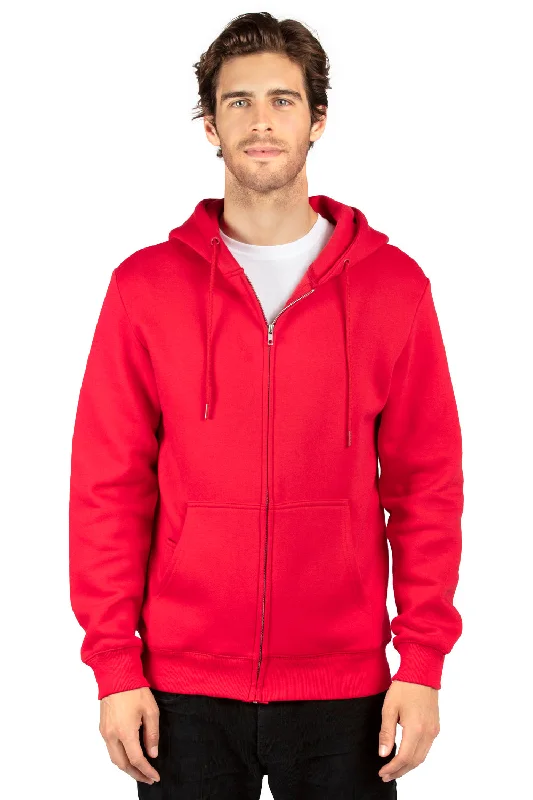 luxury hoodies for men -Threadfast Apparel Mens Ultimate Fleece Full Zip Hooded Sweatshirt Hoodie w/ Pockets - Red