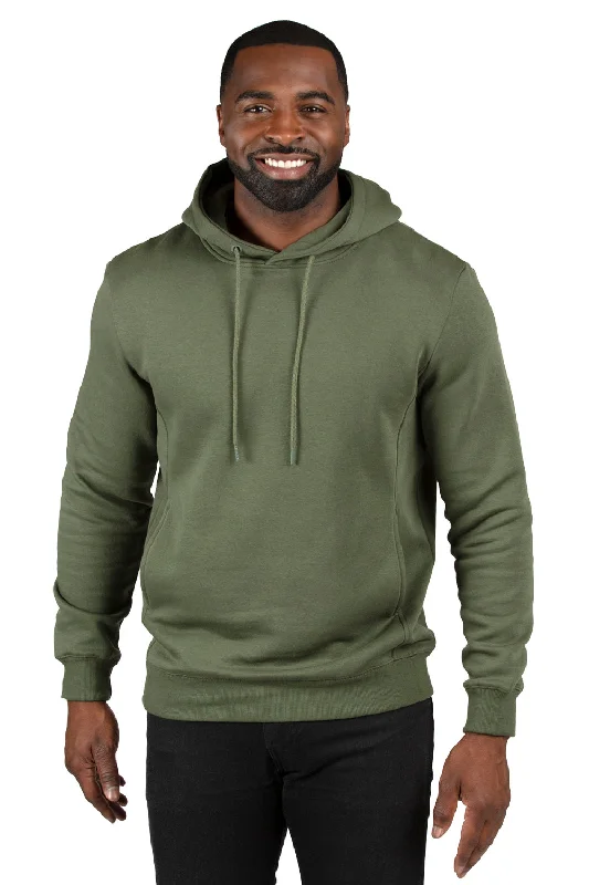 casual sweatshirts for men -Threadfast Apparel Mens Ultimate Fleece Hooded Sweatshirt Hoodie w/ Pockets - Army Green