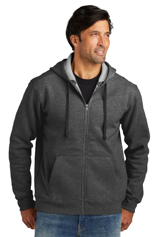 men's hoodies for gym -Volunteer Knitwear Mens USA Made Chore Fleece Full Zip Hooded Sweatshirt Hoodie w/ Pockets - Heather Charcoal Grey