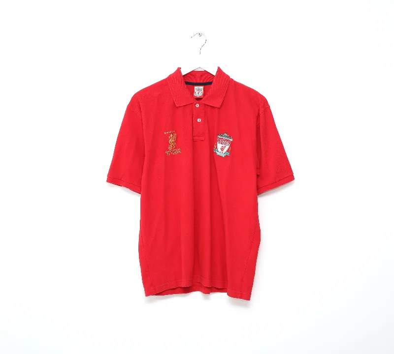 luxury embroidered polo shirts -2004/05 LIVERPOOL Champions Of Europe Football Polo Shirt (M)