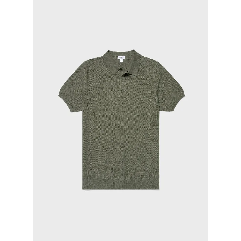 trendy polo shirts for men -Knit Polo Shirt | Men | Pale Khaki Melange