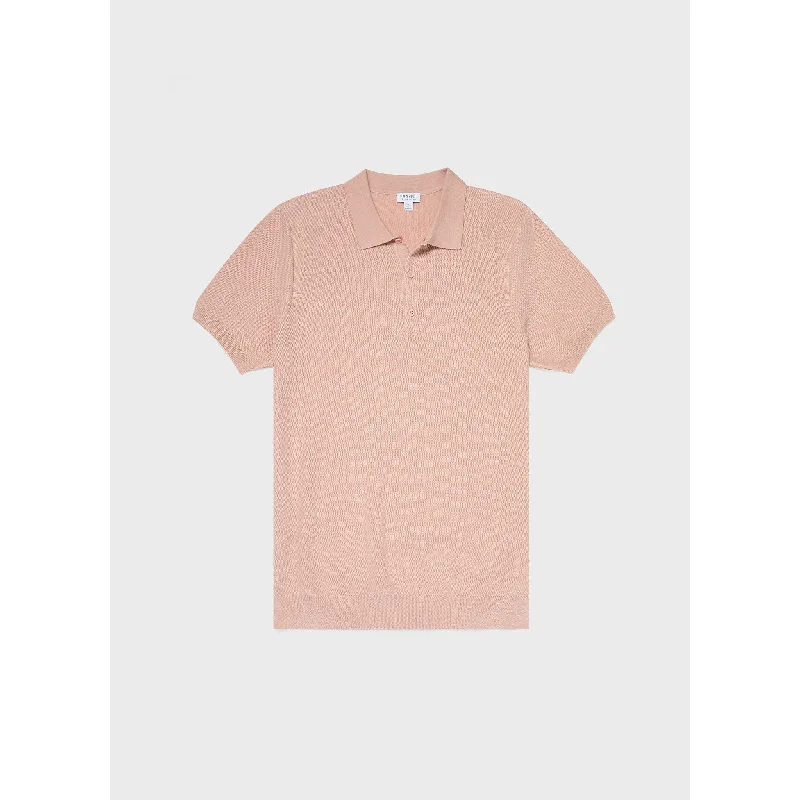 vibrant long sleeve polo shirts -Knit Polo Shirt | Men | Shell Pink