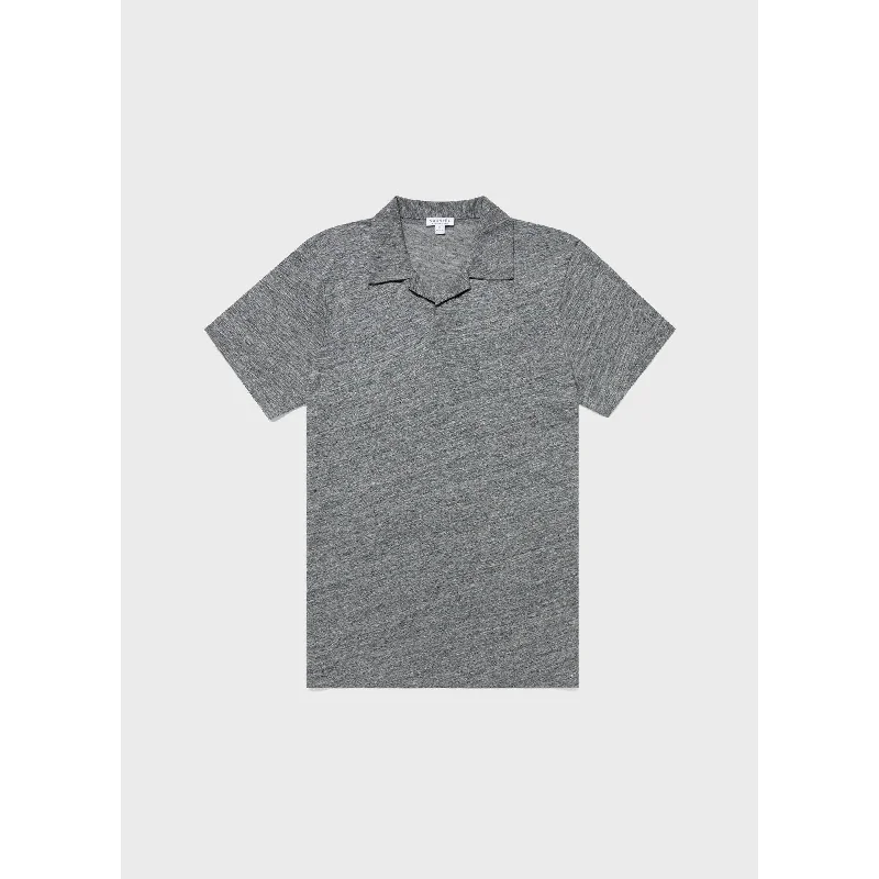 men's casual wear polo shirts -Linen Polo Shirt | Men | Mid Grey Melange