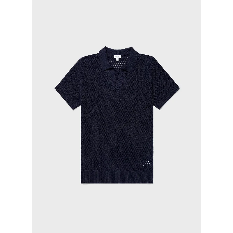 men's embroidered polo shirts -Open Stitch Polo Shirt | Men | Navy