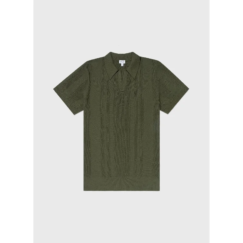 men's breathable short sleeve polo shirts -Rib Knit Polo Shirt | Men | Hunter Green