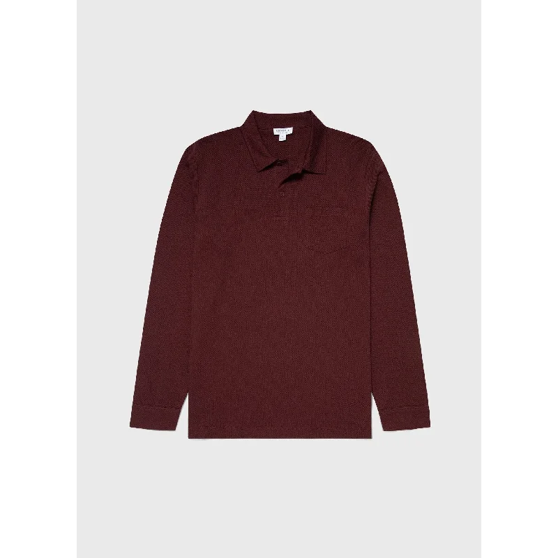 men's long-sleeve polo shirts -Riviera Long Sleeve Polo Shirt | Men | Maroon