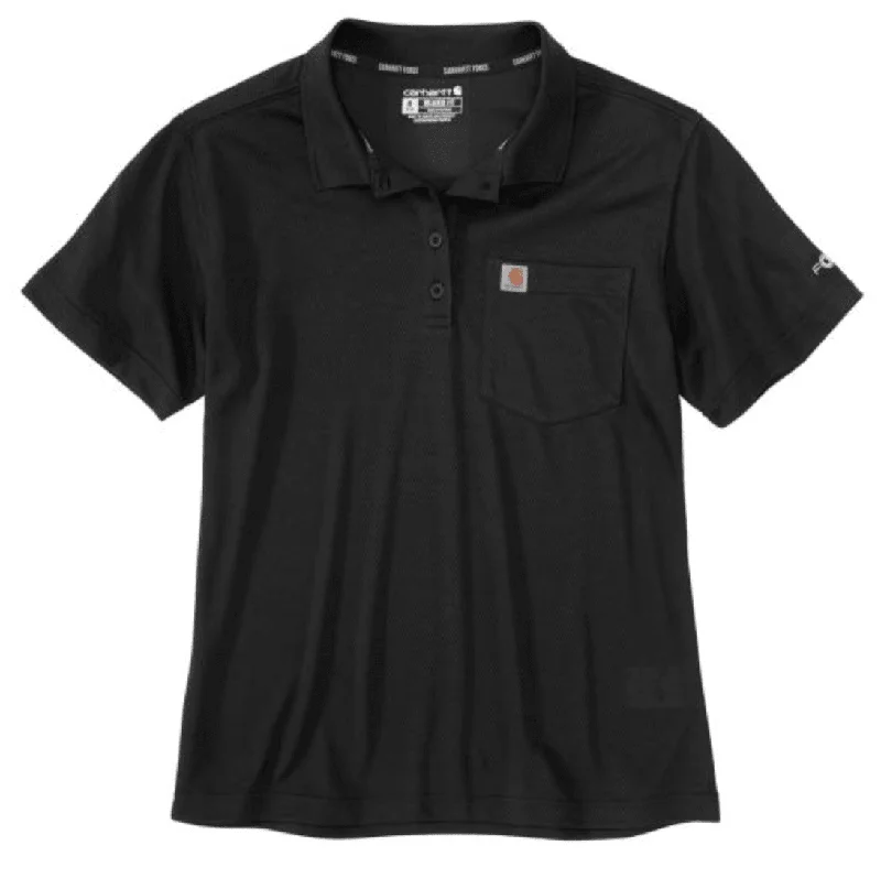 men's performance polo shirts -Force Cotton Pocket Polo Shirt - Black